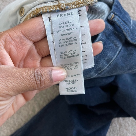 Frame Le Crop Mini Boot Cut Shredded Raw Hem Jeans Bayberry - Picture 8 of 10